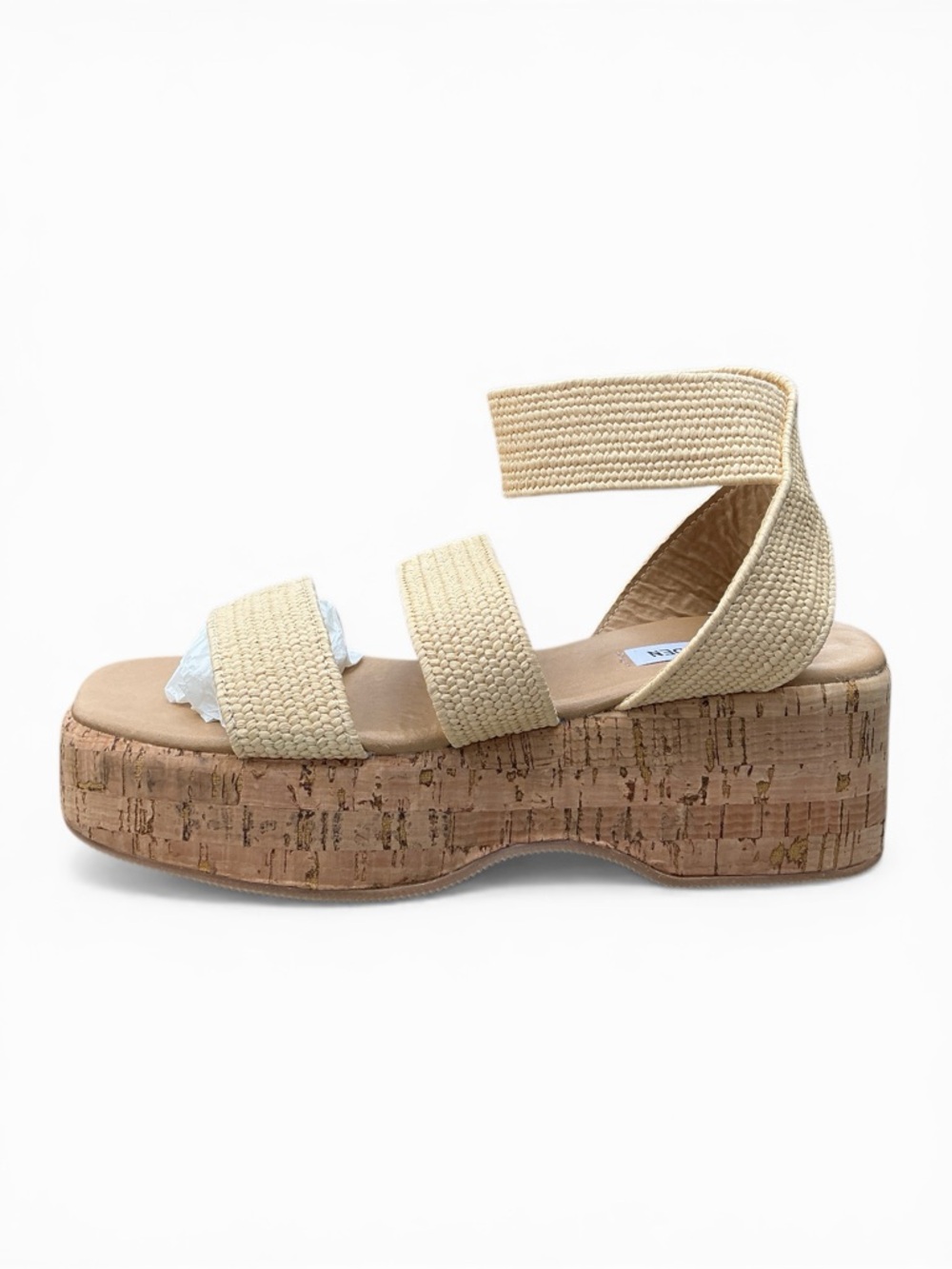 Steve Madden Sandals Sashes Raffia Strappy Cork Platform Size 6 NIB